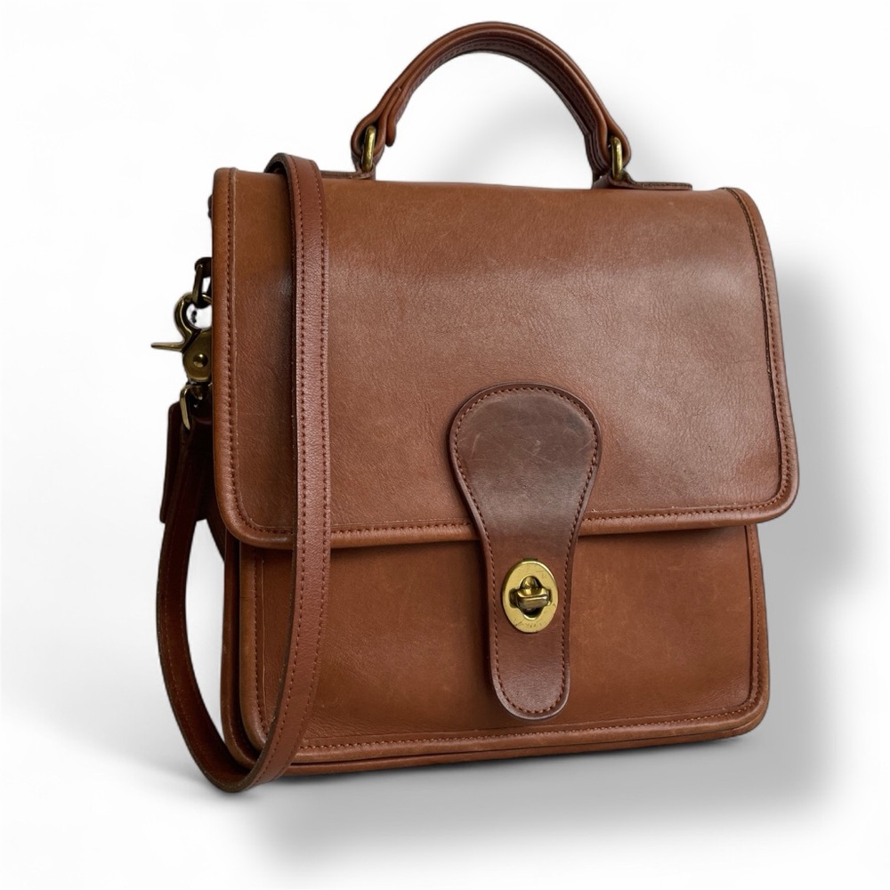 Vintage Coach Crossbody Station Bag British Tan Leather Top Handle 5130
